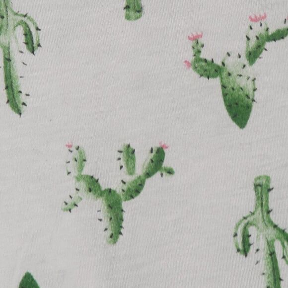 AWAKE IVORY WITH GREEN CACTUS PRINT V NECK SHORT SLEEVE SLEEP SHIRT SIZE SMALL - Picture 5 of 7